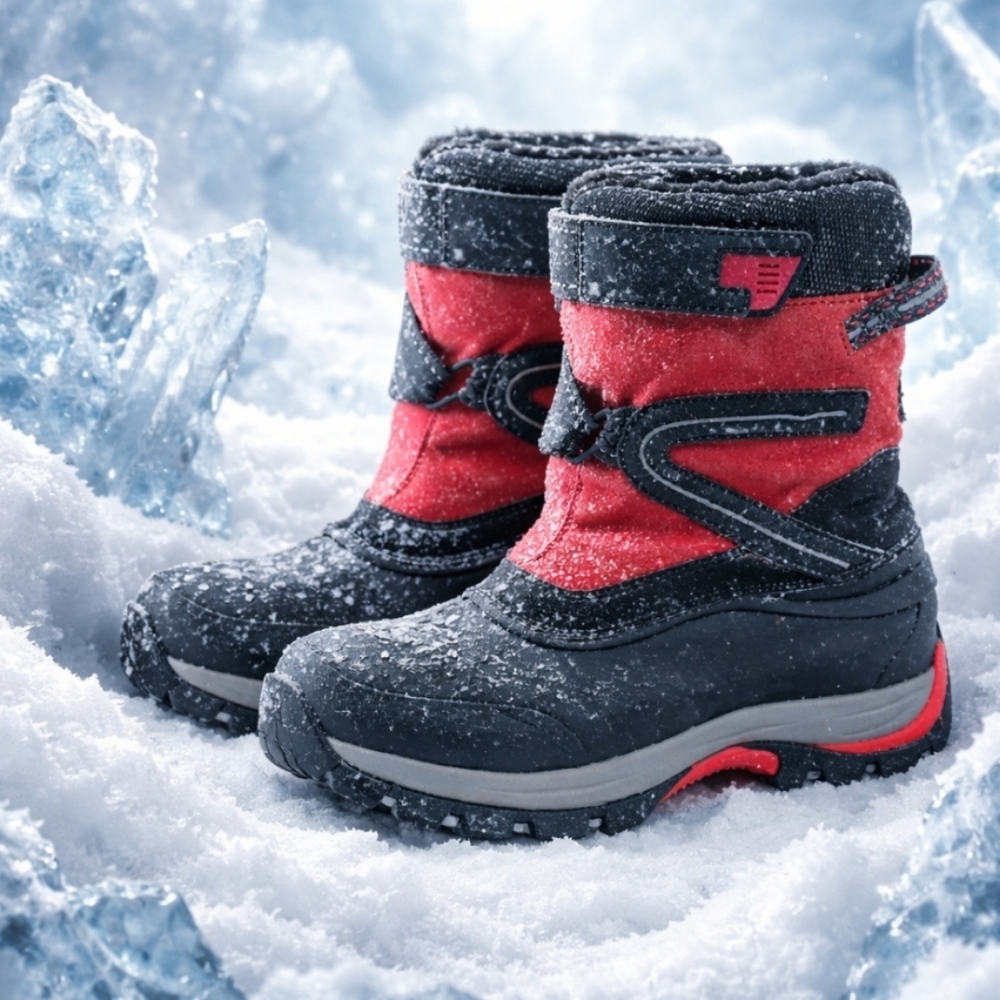 Lands' End Warm Sherpa Lined Leather Boots Reflective Waterproof Size B7